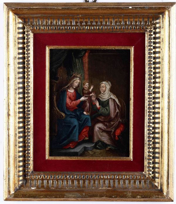 Scuola del XVII secolo Madonna con Bambino e Sant'Anna