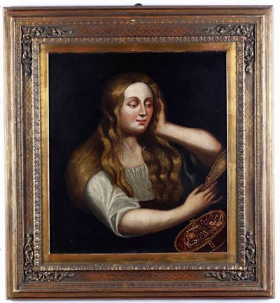 Scuola del XVII Secolo Dama che Si Specchia