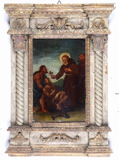 Scuola del XVII Secolo Miracolo di un Santo Francescano