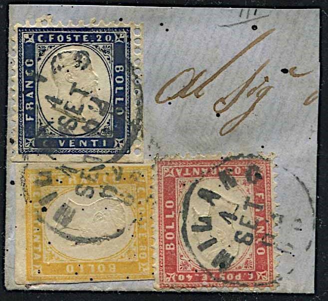 1862, Regno d’Italia, frammento con affrancatura tricolore.  - Asta Filatelia e Storia Postale - Cambi Casa d'Aste