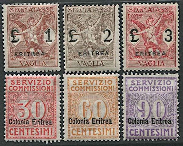 1916/1924, Eritrea, Servizio Commissioni, tre valori (S. 1/3).