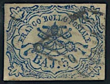 1864, Stato Pontificio, 50 baj stampa difettosa.  - Auction Philately - Cambi Casa d'Aste
