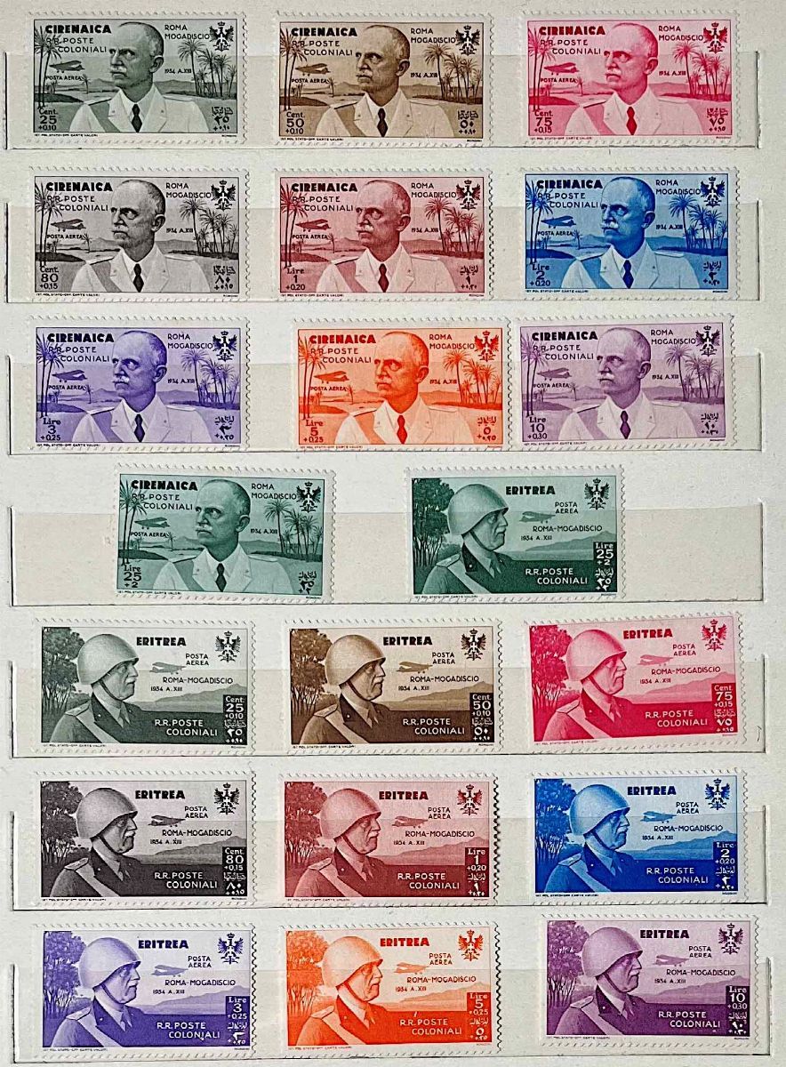 1924/1935, Colonie Italiane, Quattro Classificatori con Serie e “giri Coloniali”.