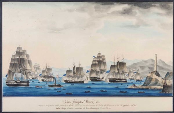 Anonimo del XIX secolo Finta battaglia navale della Regia Squadra comandata dal Conte Ammiraglio Conte Serra