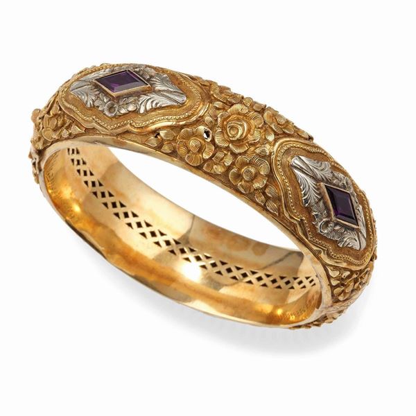 Two color gold bangle