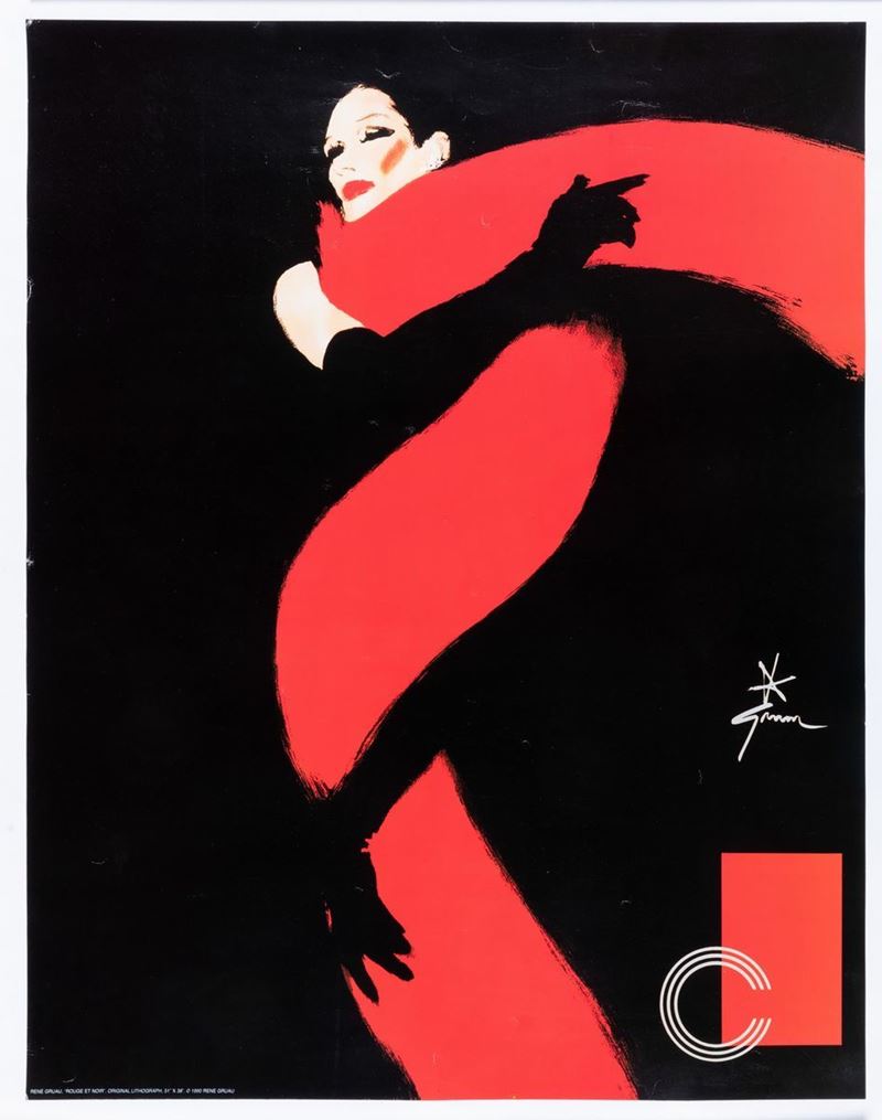 Gruau Ren&#232; : Chanel: Rosso e Nero  - Auction Vintage Posters | Timed Auction - Cambi Casa d'Aste