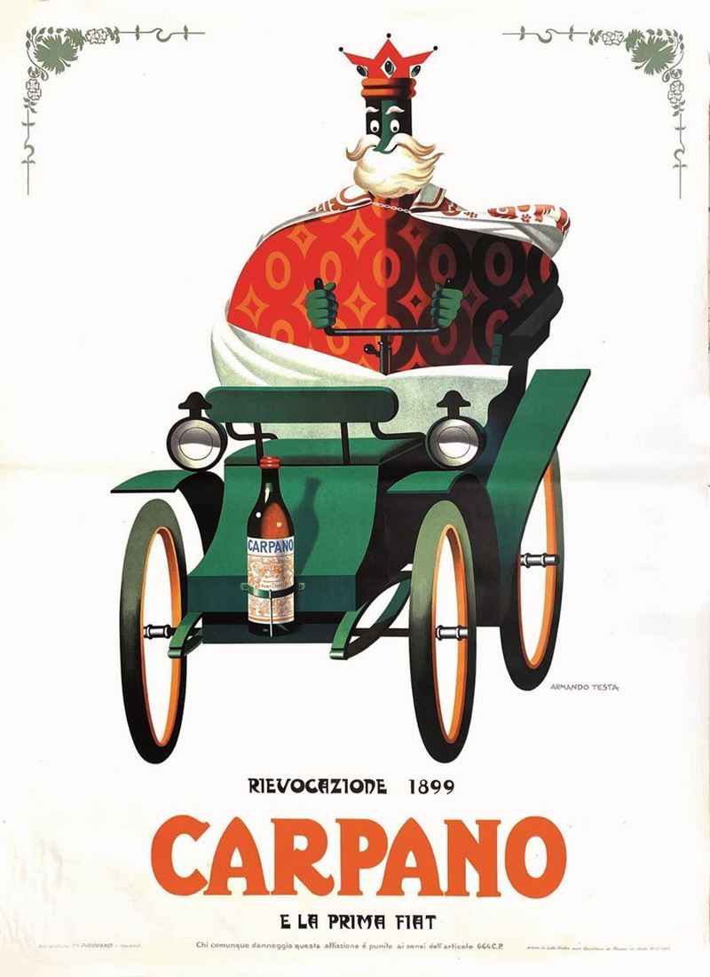 Armando Testa : Carpano e la Prima Fiat  - Auction Vintage Posters - Cambi Casa d'Aste