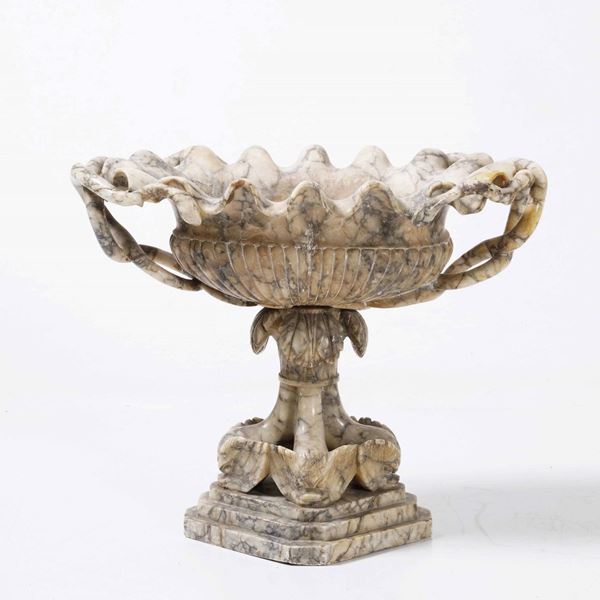 Vaso biansato in alabastro. XIX-XX secolo