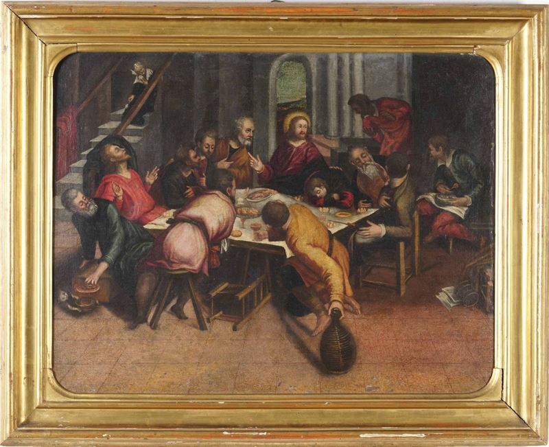 Scuola del XVII secolo Ultima Cena  - olio su tela - Asta Dipinti Antichi | Cambi Time - Cambi Casa d'Aste