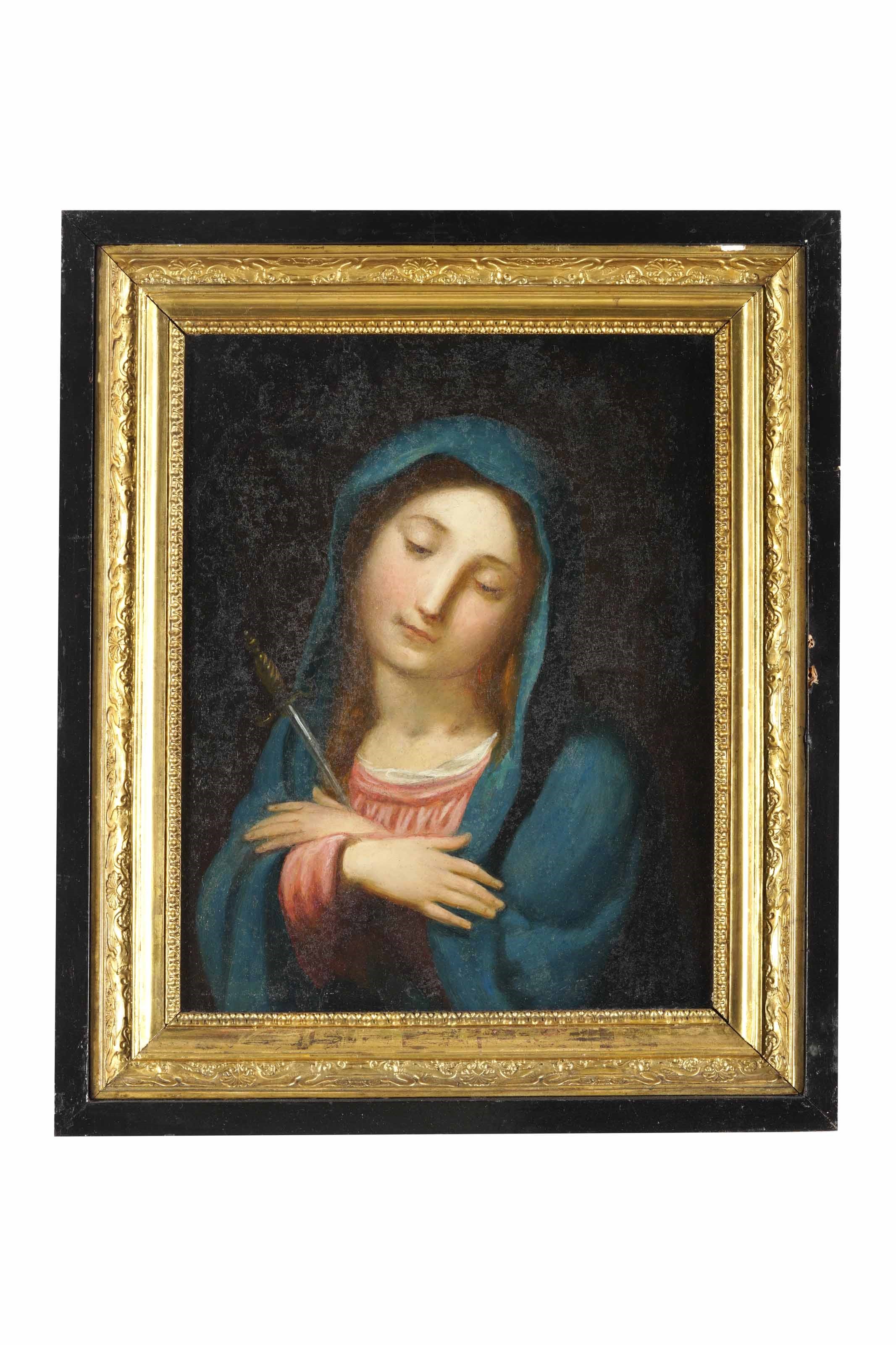 Scuola del XVIII secolo, Vergine Addolorata e Salvator Mundi, olio su tela