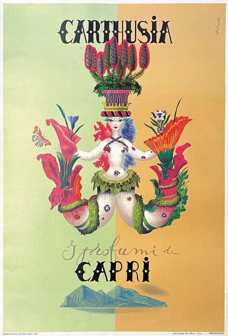 Mario Laboccetta : Carthusia, I profumi di Capri  - Auction Vintage Posters | Timed Auction - Cambi Casa d'Aste
