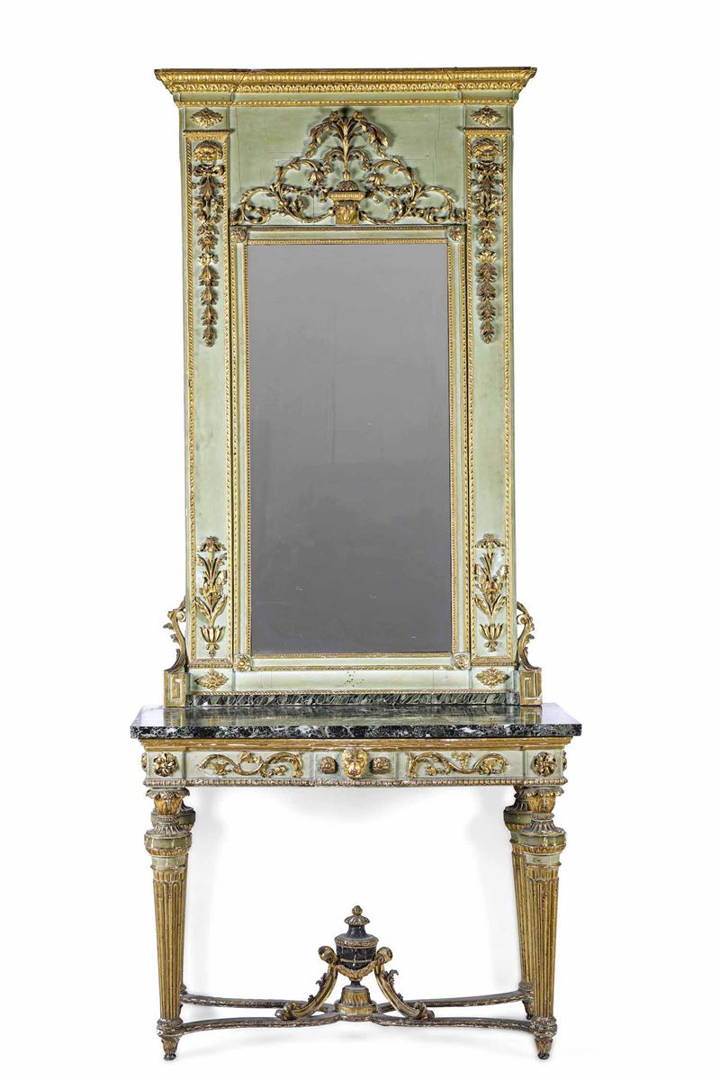 Consolle Luigi XVI con specchiera. Fine XVIII secolo  - Auction Italian Mansions - Cambi Casa d'Aste