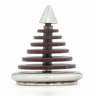 Albero Stilizzato. Argento Sterling e Marmo (granito Rosso?). Maison Bulgari, Italia XX Secolo