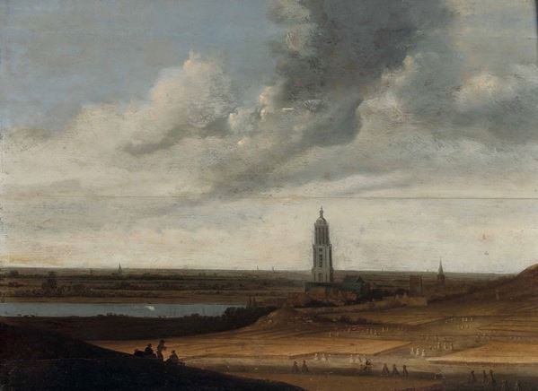 Jacob Izaaksoon van Ruisdael - Veduta con campi di grano e cittadine sullo sfondo