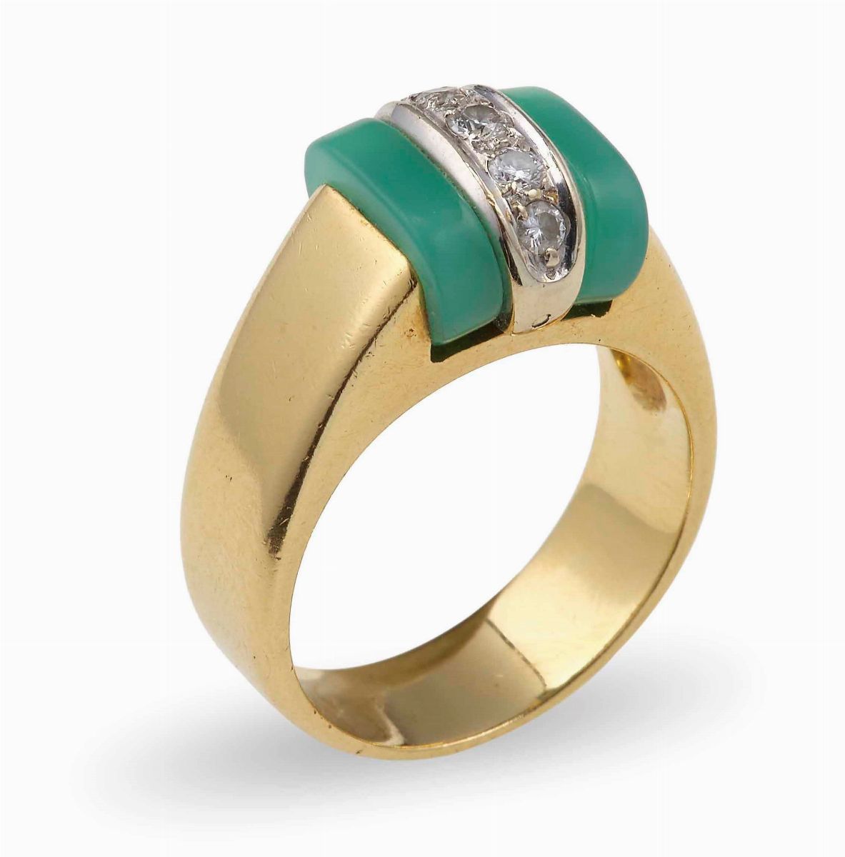 Pomellato. Anello con Calcedonio Verde e Diamanti