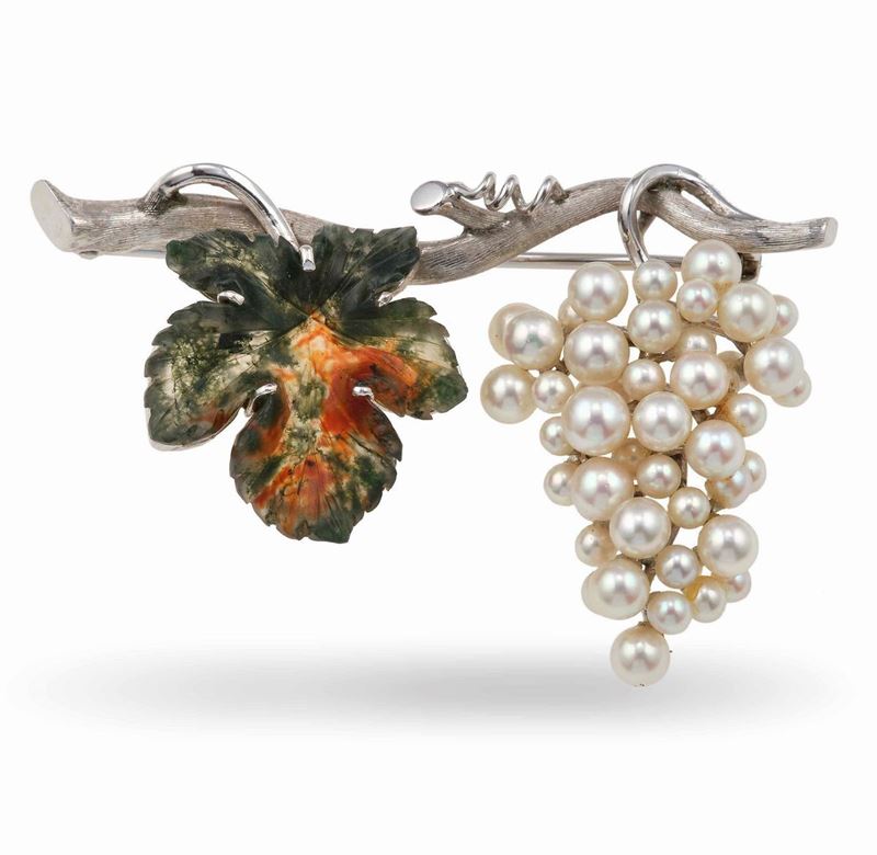 Agate and pearl brooch  - Auction Jewels | Cambi Time - Cambi Casa d'Aste