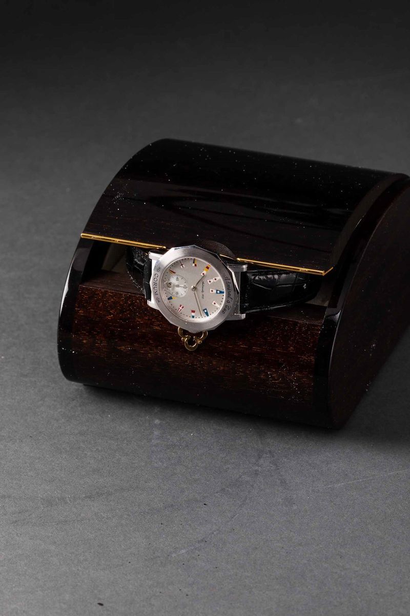 Corum - Admiral Cup in Oro Bianco 18k Automatico con Datario e Piccoli Secondi al Sei, Edizione L...