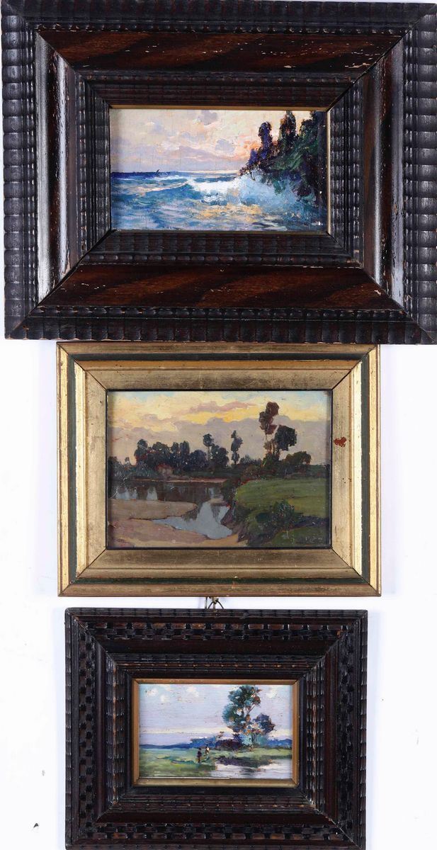 Lotto di tre dipinti  - Auction 19th Century Paintings - Cambi Casa d'Aste