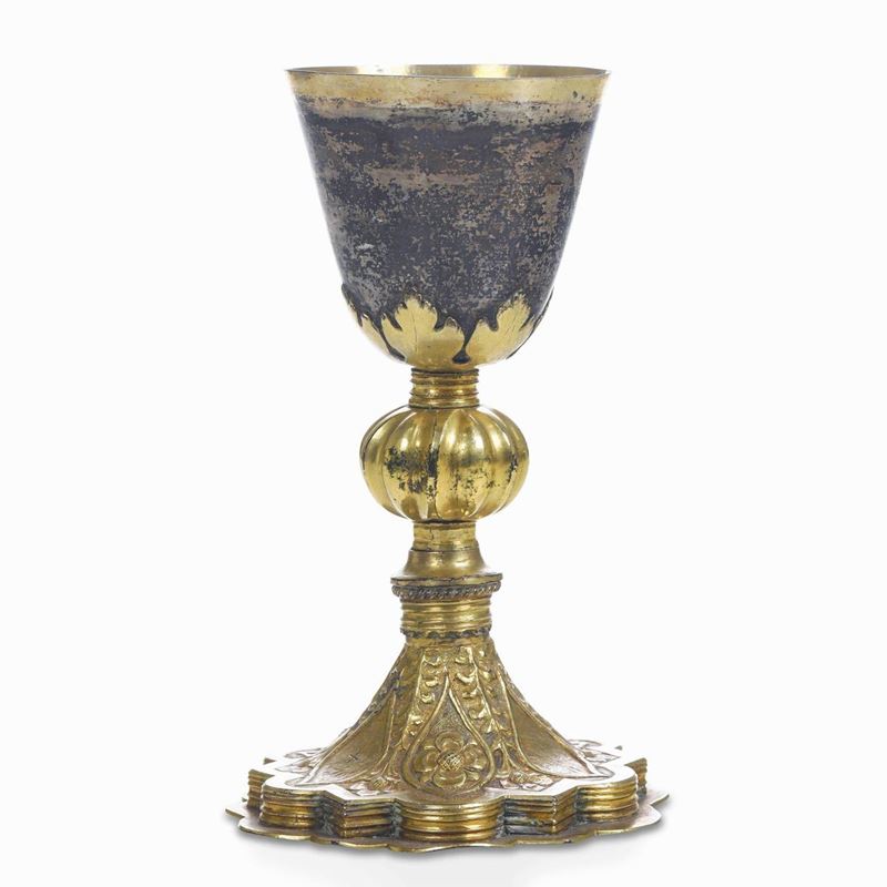 A gilt copper and silver goblet, Central Italy, 1500s  - Auction Sculpture and Works of Art - Cambi Casa d'Aste