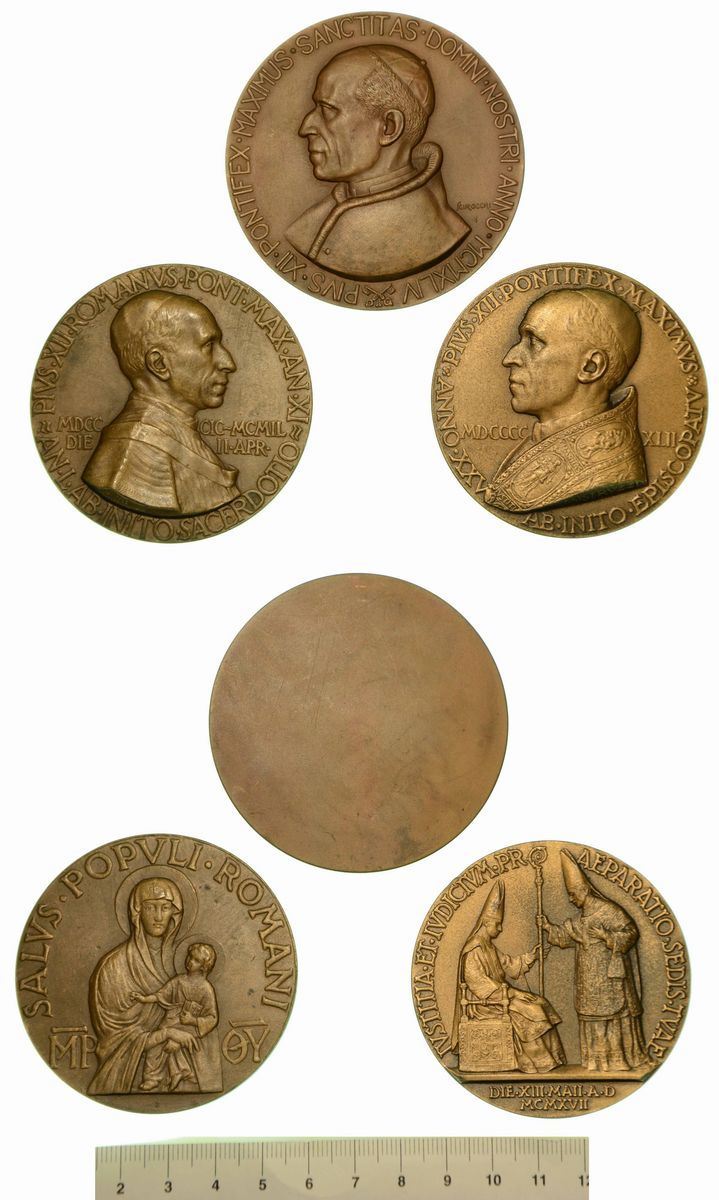 VATICANO. Lotto di tre medaglie in bronzo.  - Auction Numismatics - Cambi Casa d'Aste
