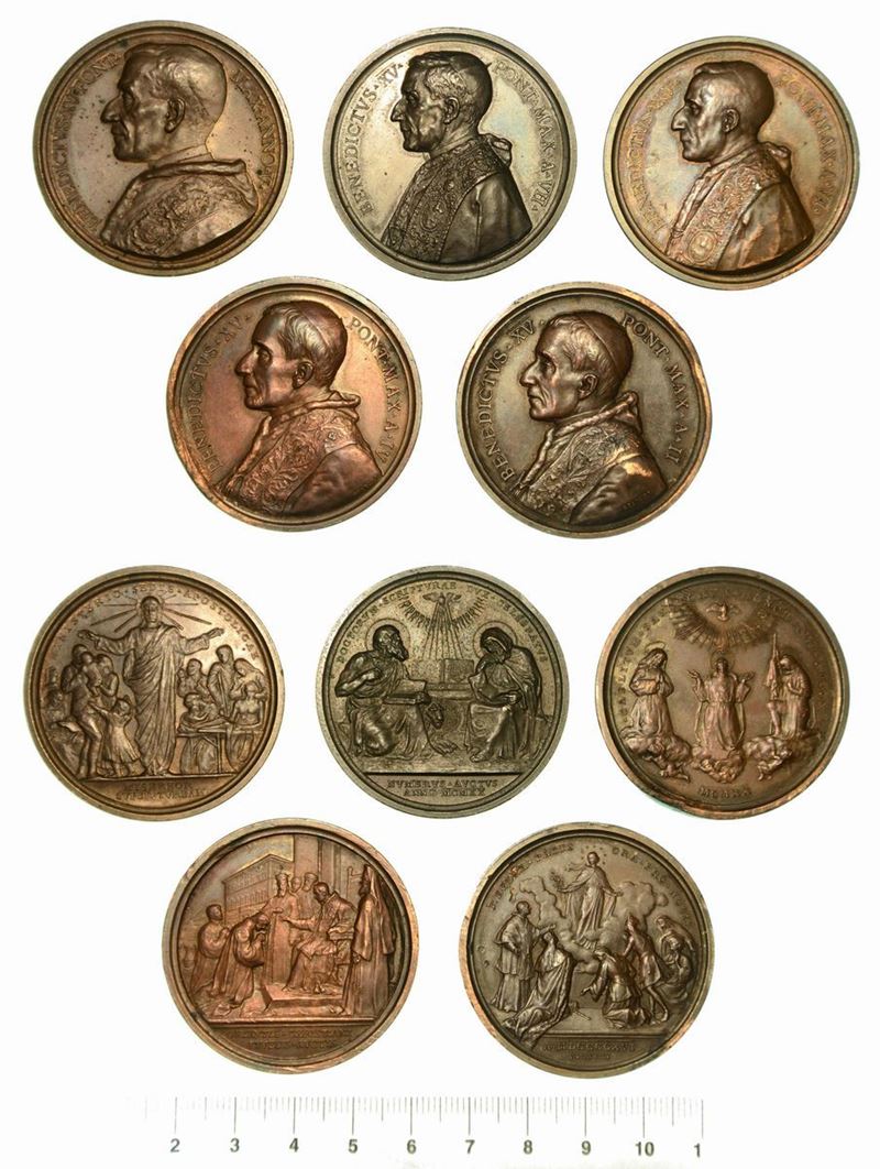 VATICANO. Lotto di cinque medaglie in bronzo.  - Auction Numismatics - Cambi Casa d'Aste