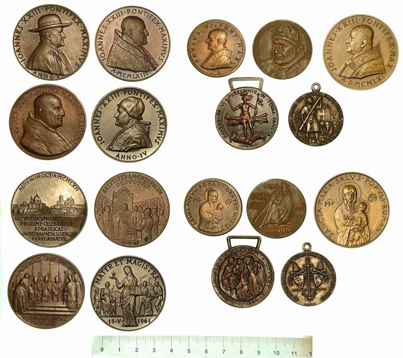 VATICANO. Lotto di nove medaglie in bronzo.  - Auction Numismatics - Cambi Casa d'Aste