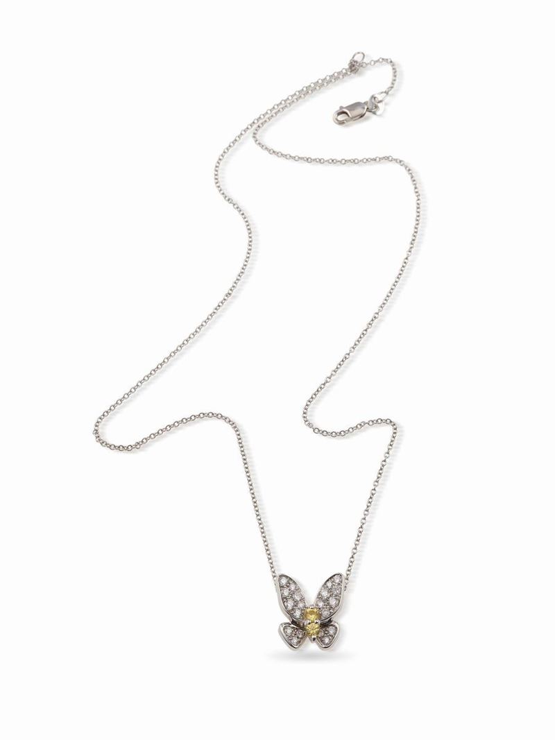 Diamond and yellow sapphire pendant  - Auction Jewels - Cambi Casa d'Aste