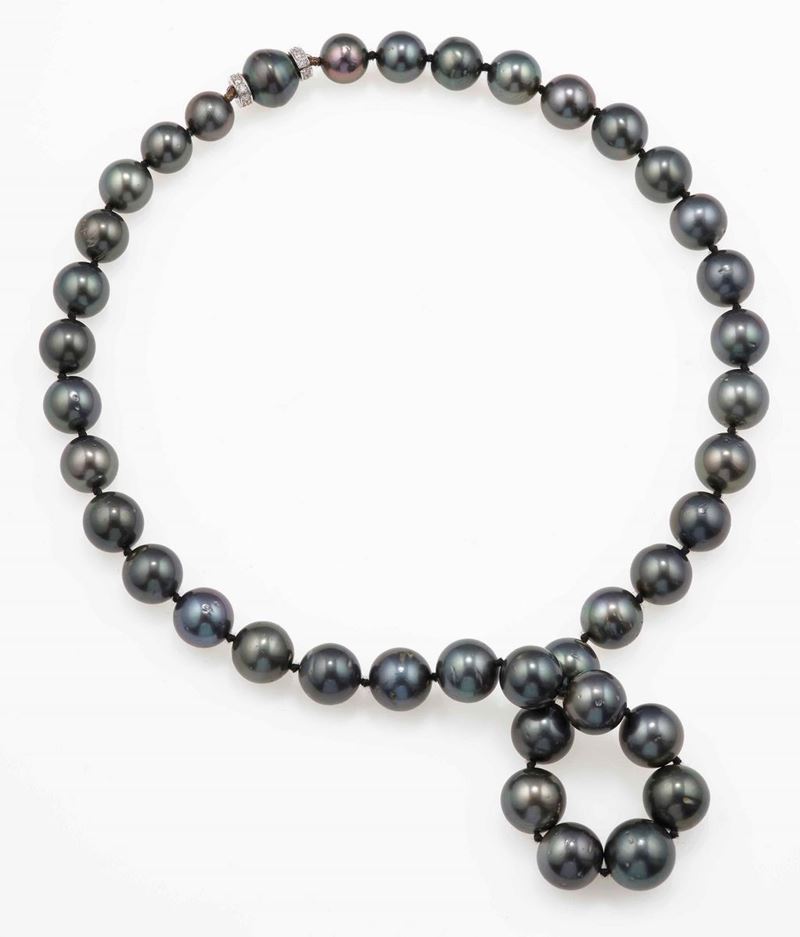 Tahitian pearl necklace  - Auction Jewels - Cambi Casa d'Aste