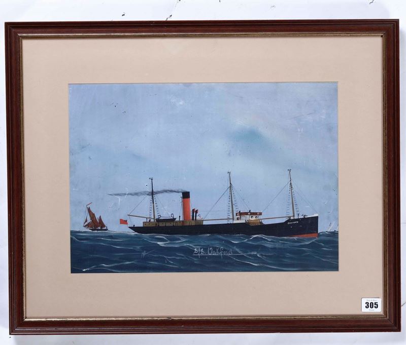 Scuola dell’inizio XX secolo Ritratto di SS Oakford  - gouache su carta - Auction Marittime Art and Scientific Instruments - Cambi Casa d'Aste