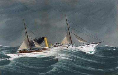 Scuola Italiana del XIX-XX Secolo Ritratto di Steam Yacht