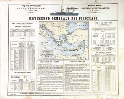 “I.r. Privilegiata Compagnia del Lloyd Austriaco – Movimento Generale dei Piroscafi fra Trieste e...