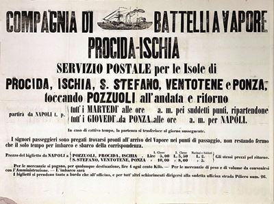 “compagnia di Battelli a Vapore – Procida-ischia – Servizio Postale per le Isole”