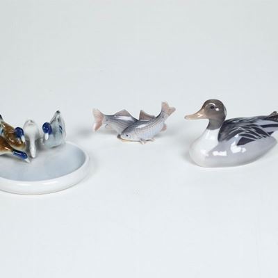 Due Figurine: Anitra e Pescidanimarca, Manifattura Royal Copenhagen, XX Secolo