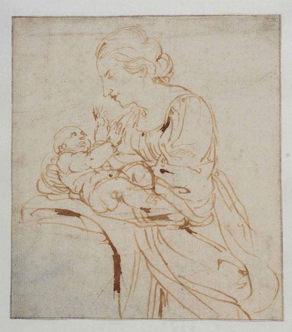 Scuola genovese del XVII secolo Madre con bambino