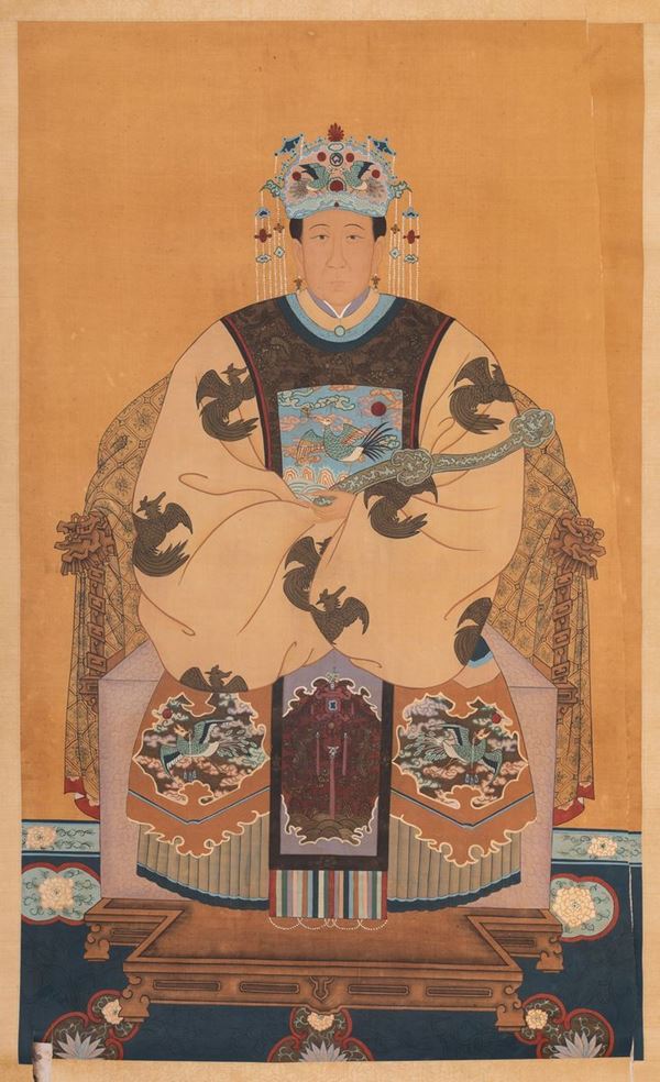 Dipinto su carta raffigurante Imperatrice, Cina, Dinastia Qing, XIX secolo