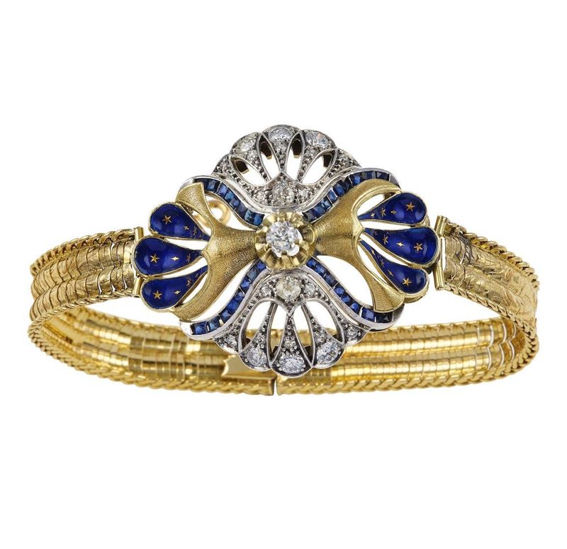 Enamel, diamond, gold and silver bracelet  - Auction Fine Jewels - Cambi Casa d'Aste