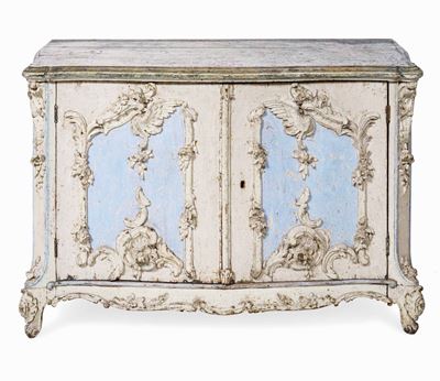 Credenza in Legno Laccato e Intagliato. Francia, XVIII-XIX Secolo