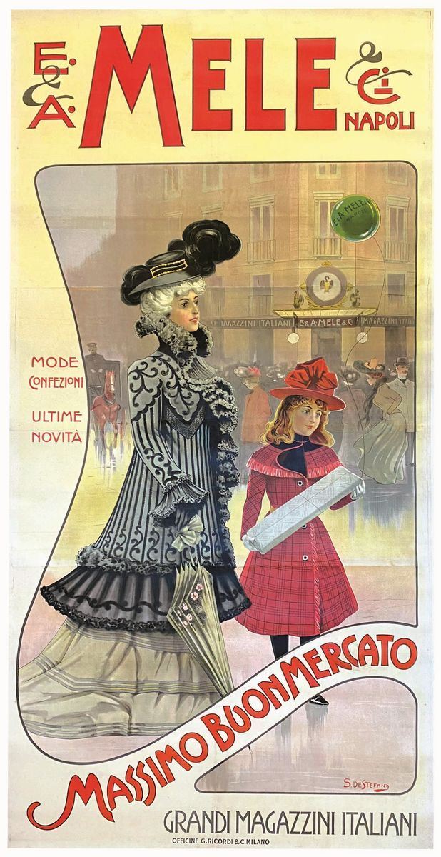 S. De Stefano : E.& A. MELE & NAPOLI Mode confezioni - Ultime Novità  - Auction Vintage Posters - Cambi Casa d'Aste