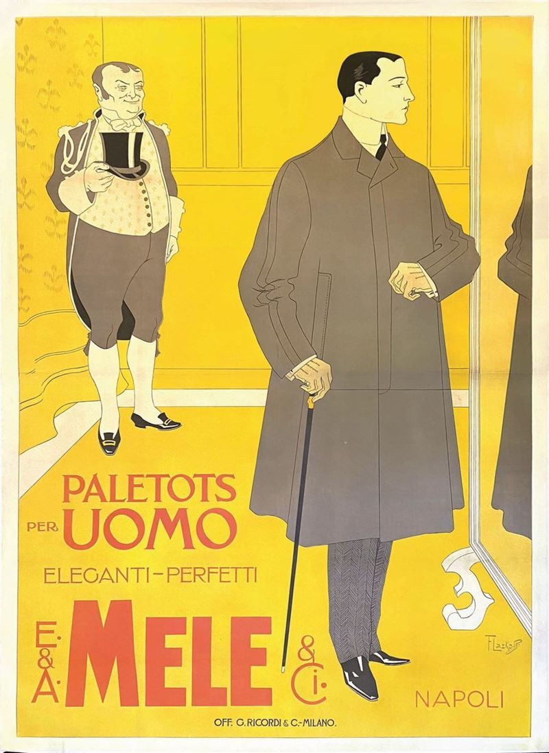 Franz Laskoff : Paletots per Uomo E.& A. Mele Napoli  - Auction Vintage Posters - Cambi Casa d'Aste