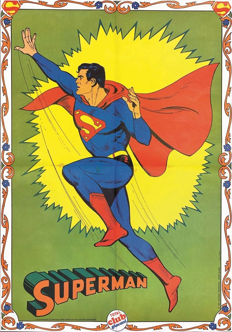 Siegel &amp; Shuster : Superman Total Club Giovani  - Asta Manifesti d'Epoca | Cambi Time - Cambi Casa d'Aste