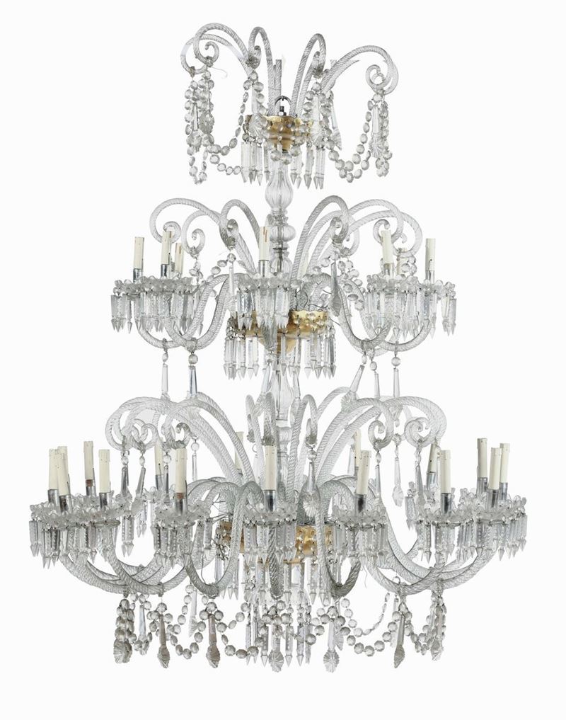 Importante lampadario in vetro e cristalli. XIX secolo  - Auction Italian Mansions - Cambi Casa d'Aste