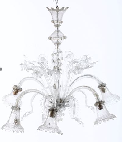 Lampadario in Vetro e Cristalli. XIX Secolo