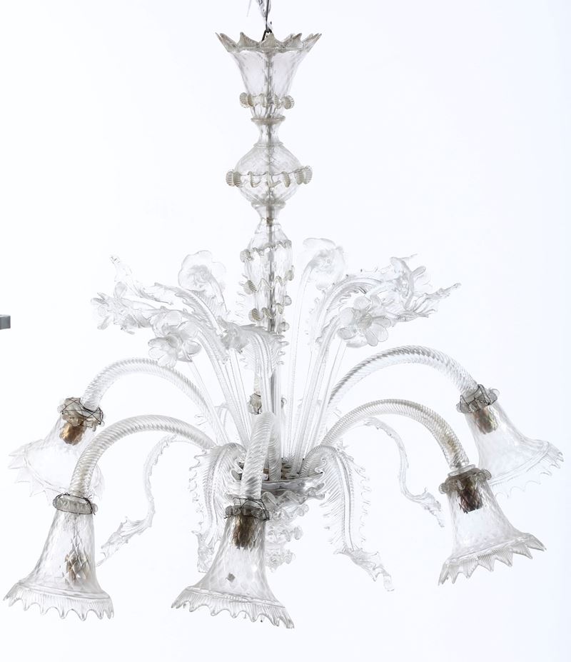 Lampadario in vetro e cristalli. XIX secolo  - Asta Antiquariato - Cambi Casa d'Aste