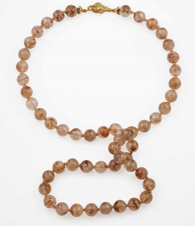 Rutile quartz and gold necklace  - Auction Jewels | Cambi Time - Cambi Casa d'Aste