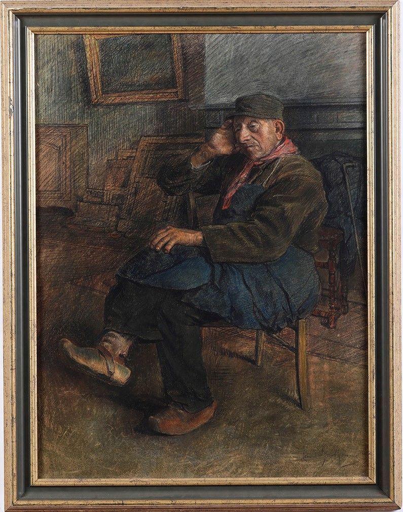 Leon Bartholom&#232; : Uomo seduto  - pastelli - Auction 19th and 20th Century Paintings | Timed Auction - Cambi Casa d'Aste
