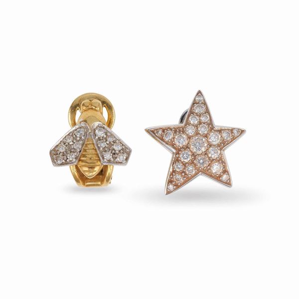 Two diamond earrings, Signed Chanel and Pomellato