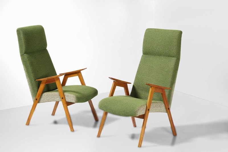 Due poltrone a schienale alto  - Auction Design Lab - Cambi Casa d'Aste