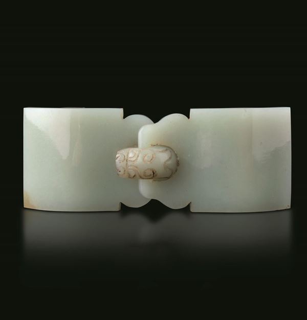 A carved jade buckle, China, Qing Dynasty