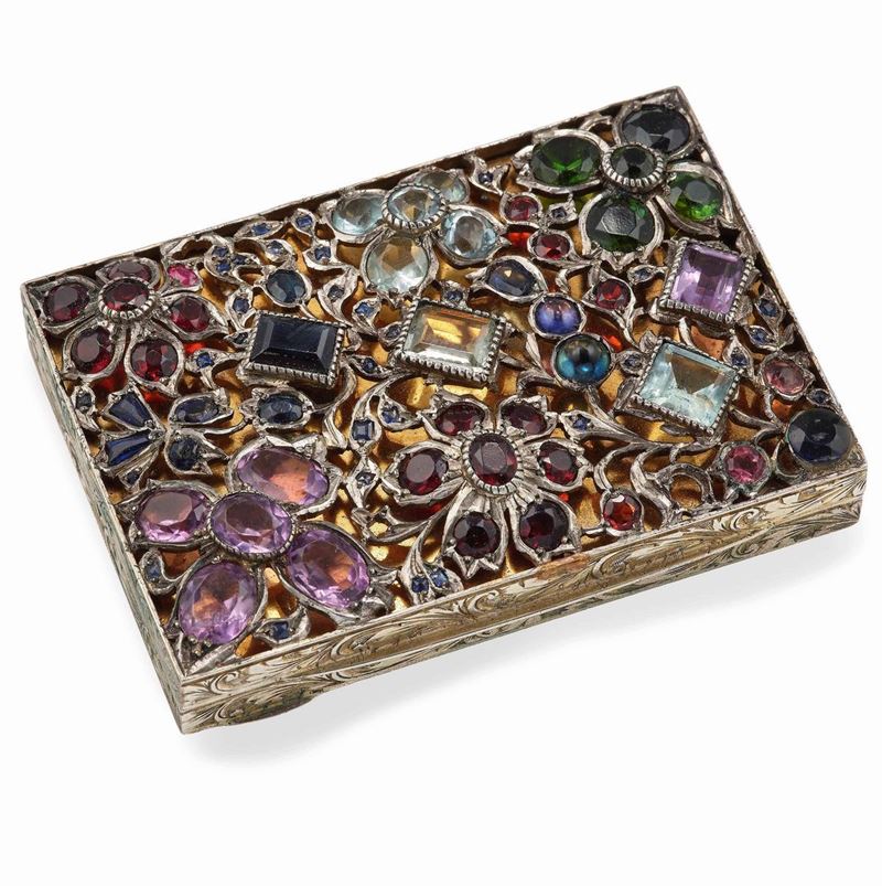 Gem-set and silver powder case  - Auction Fine and Coral Jewels - Cambi Casa d'Aste