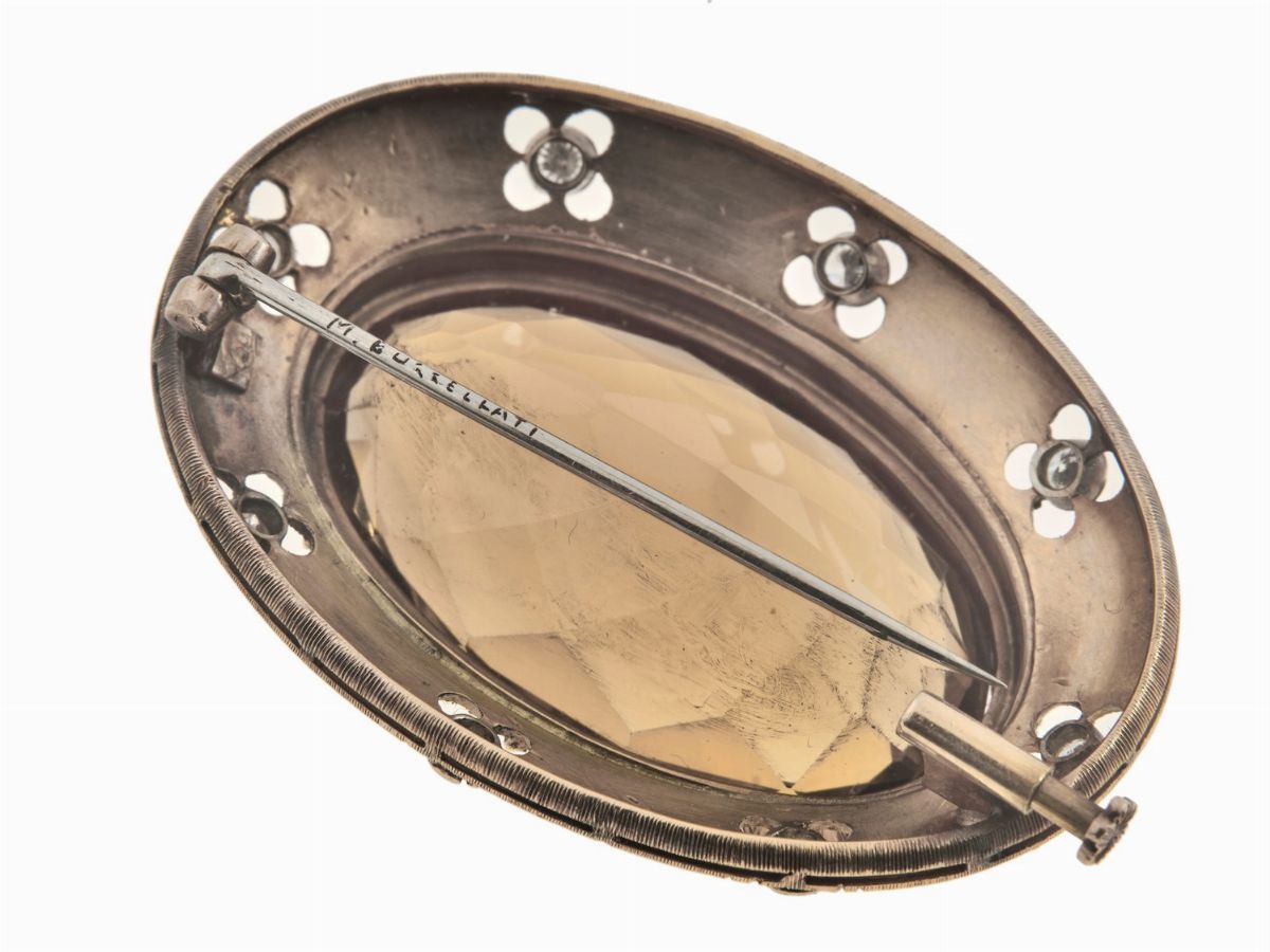M. Buccellati. Spilla con Quarzo Citrino e Diamanti